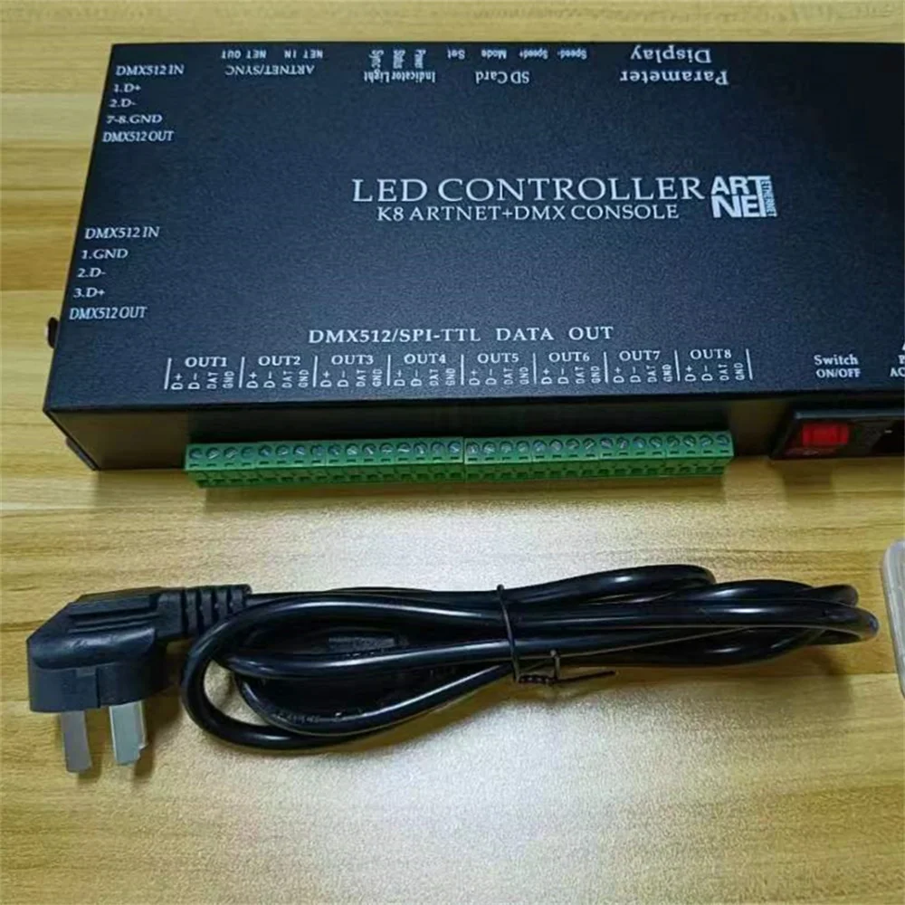 K8  Artnet 8  Ports Addressable Programmable Pixel LED Controller for Matrix DMX512 WS2812B WS2811 WS2815 RGB LED Light