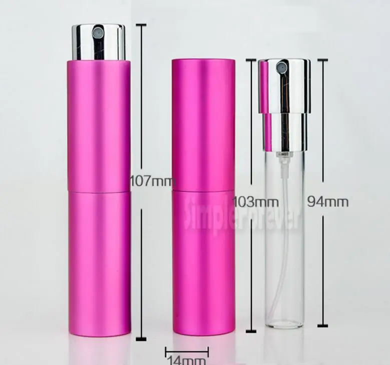 Wholesale 8ML Mini Portable Refillable Aluminum Perfume Spray Bottle Empty Perfume Glass Tube for Traveler