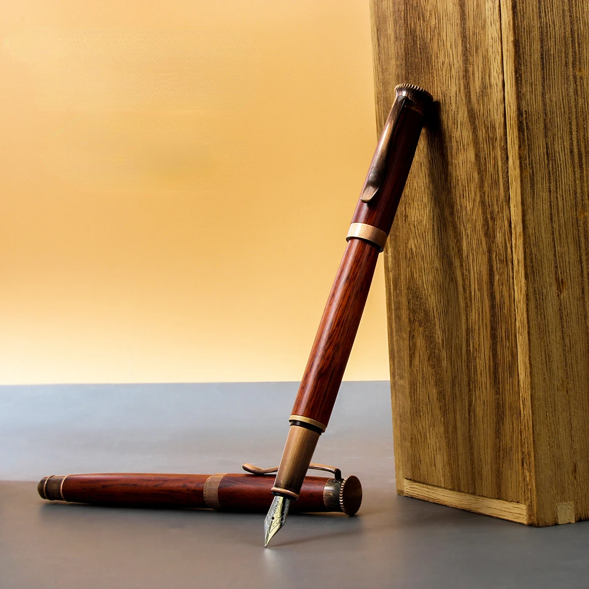 Imagem -02 - Luxo Ebony Wood Fountain Pen Canetas de Tinta Preta Papelaria Material de Escritório Presente Novo 2023