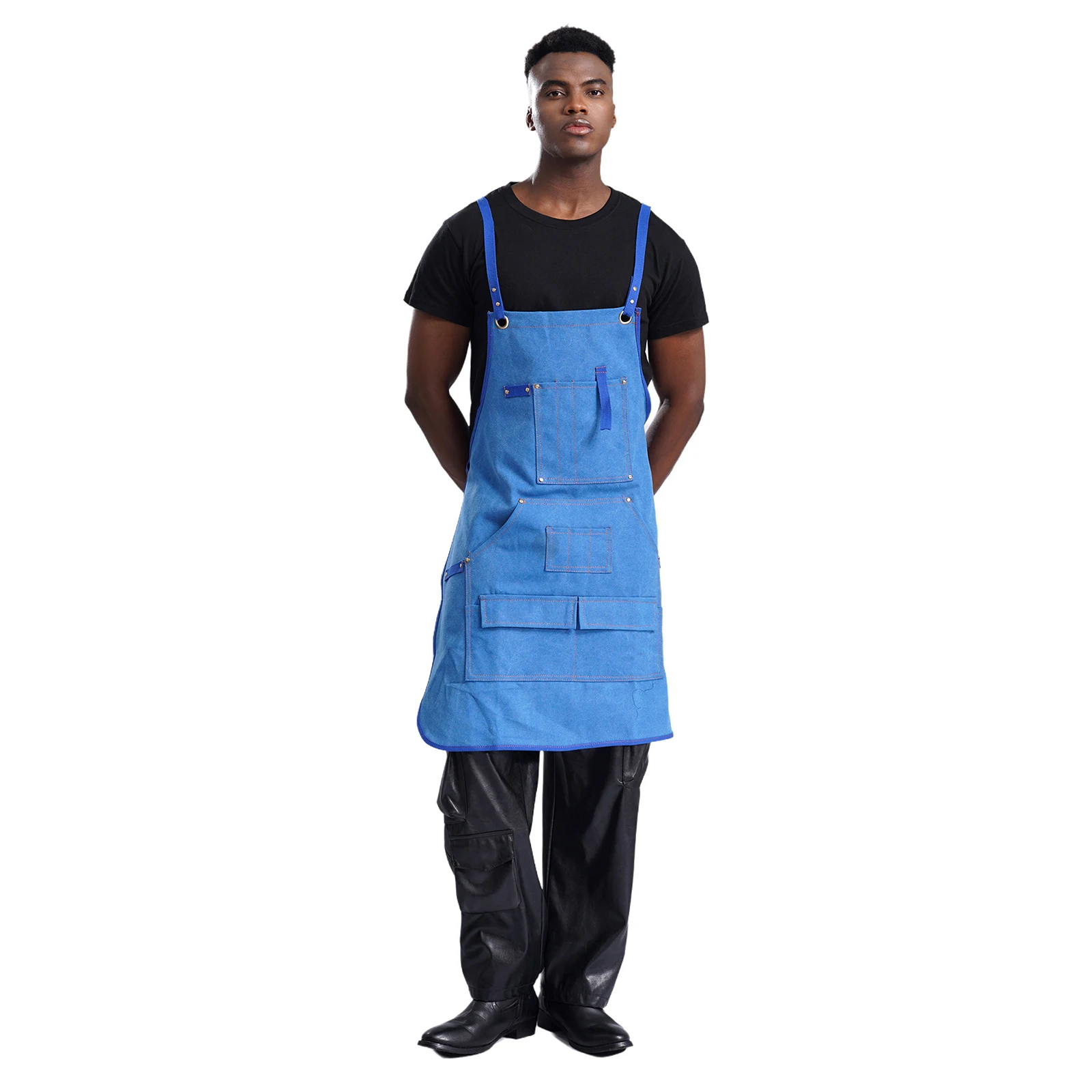 Mens Waterproof Oilproof Canvas Aprons Work Cooking Coffee Gardening BBQ Grill Apron Pockets Heavy Duty Electrician Work Apron