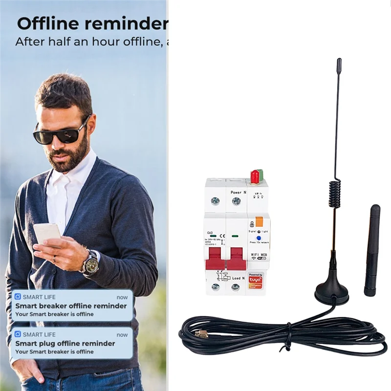 AA84落書きWiFiメーター付き漏電保護機能付き電気ゲート家庭用2Pサーキットブレーカー63Aタイマーマスタースイッチ、タイプB Du