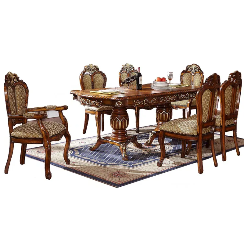 طقم كراسي طاولة طعام من الخشب الصلب الأوروبي، طاولة سحب مستطيلة قابلة للسحب، طقم طعام غربي، طاولة مربعة للفندق #5