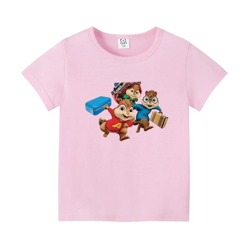 Kids Alvin and the Chipmunks T Shirt Summer 4-14Years Boys Girls Chilren Casual Tee Cute Cartoon Top Outits