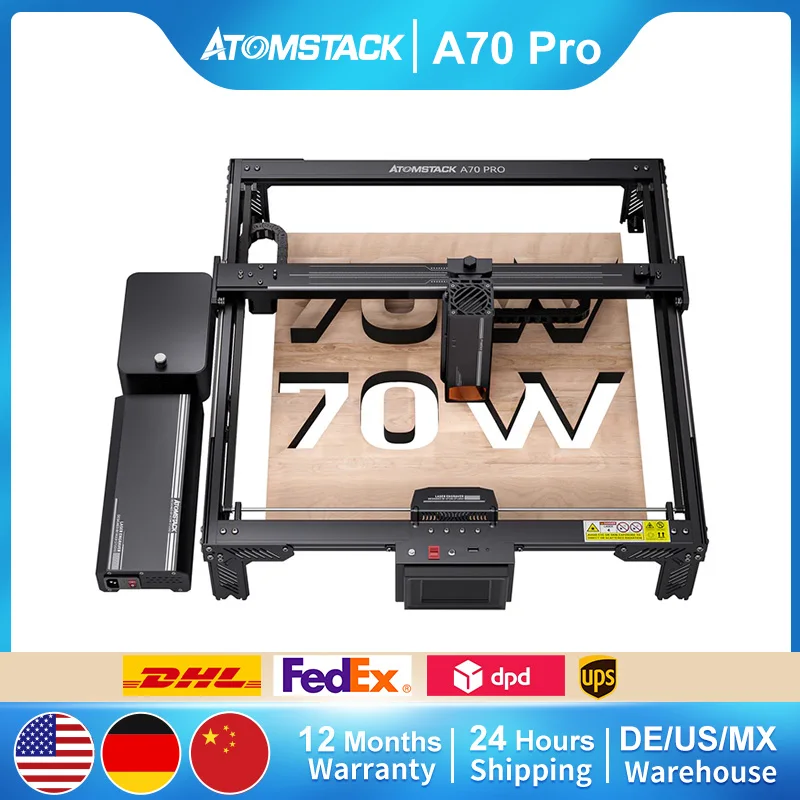 AtomStack A70 Pro Laser Engraving Cutting Machine 70W/35W Dual-mode Switching 500X400mm Area Fast-speed Offline Engrave W/ F60