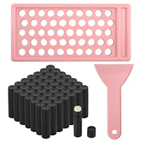 50 Uds. Tubos de lápiz labial vacíos de plástico 5g tubo de bálsamo labial giratorio DIY Chapstick casero Perfume sólido con bandeja de relleno espátula