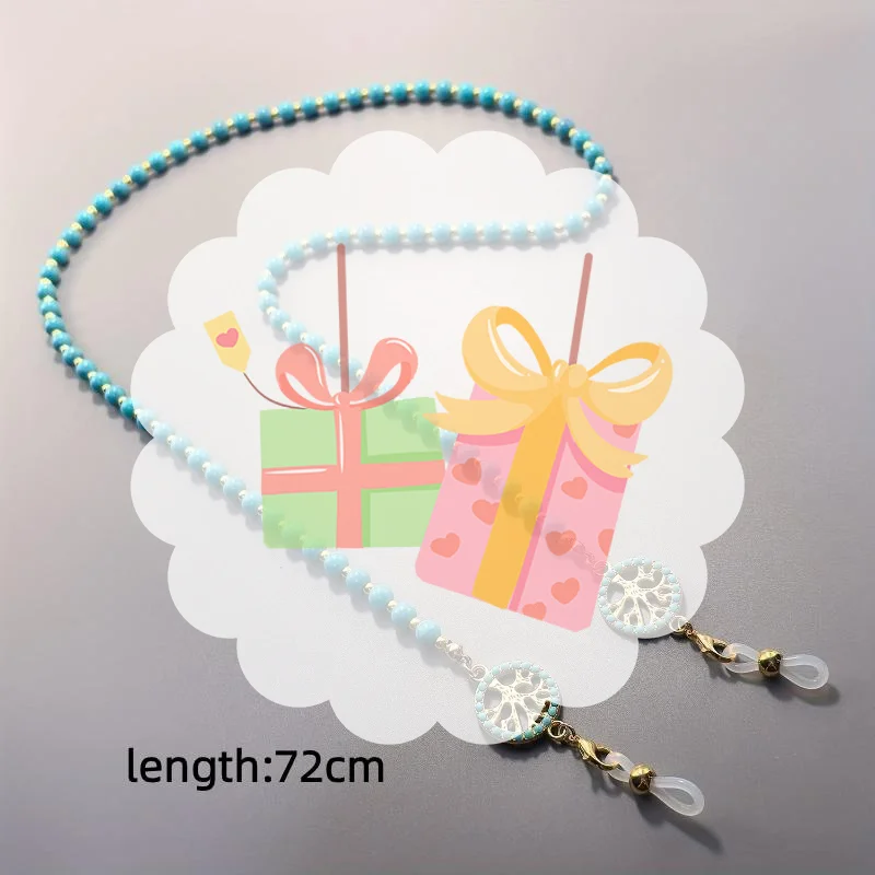 Imitation Turquoise Glasses Hanging Chain Long Bead Temperament Diamond Inlaid Pearl Glasses Anti Slip Hanging Rope