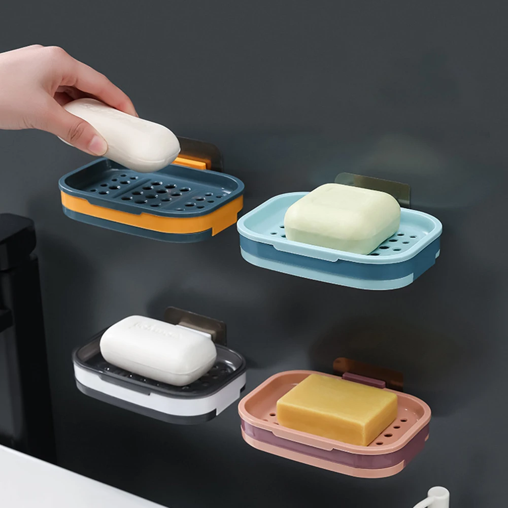 1pc Soap Dish Strong Suction Holder Bathroom Shower Bath Net Drain Case Tray Box Waterproof Brand New Drain Rack Household Parts