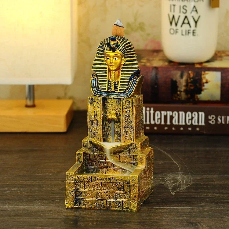 

Incense Burner Resin Backflow Incense Burner Waterfall Ancient Egypt Innovative Tower Incense Sandalwood Aromatherapy Furnace