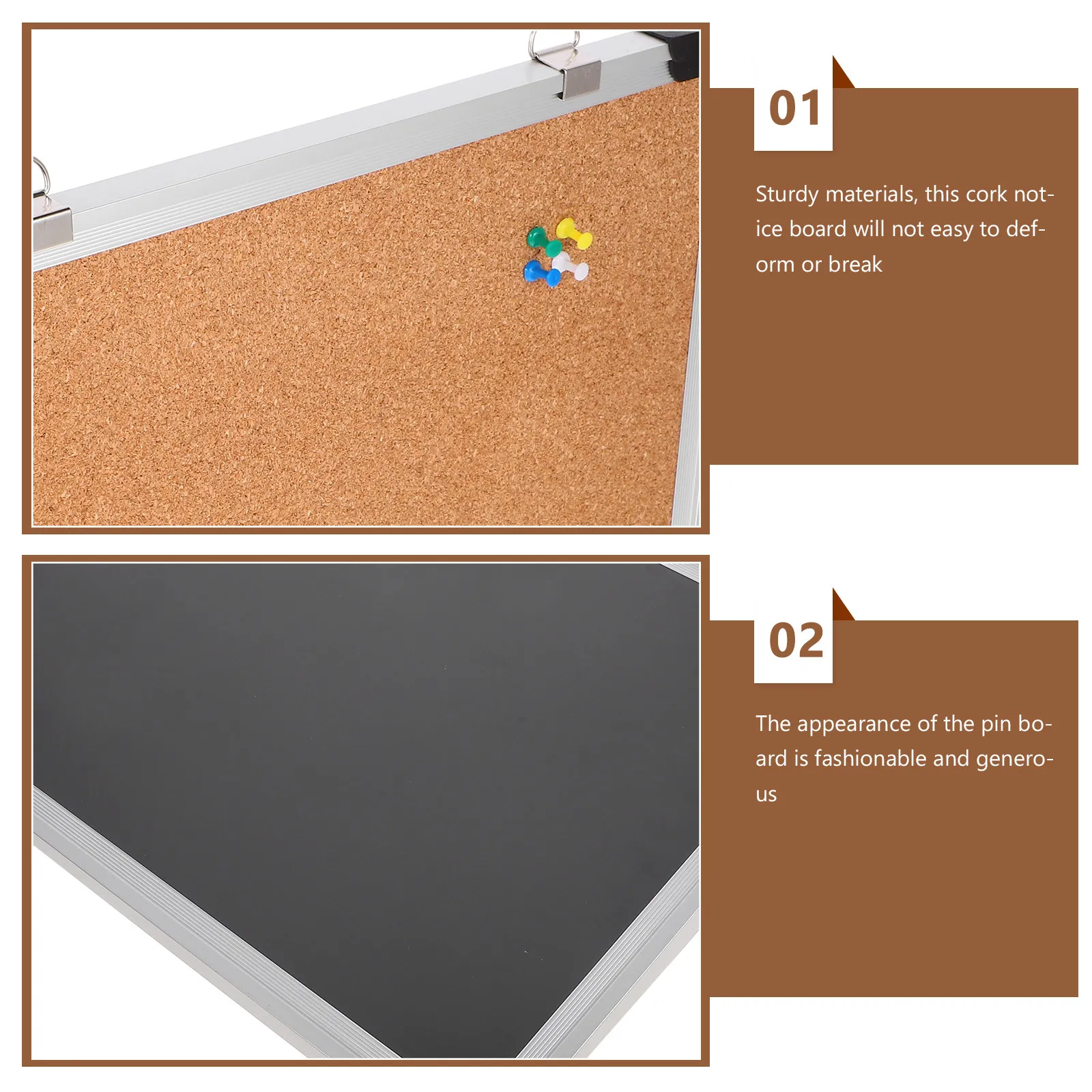 1Set Sturdy Framed Cork Bulletin Board Small Wall Mounted Notice Board for Office Home Dorm Classroom Photo Memo Display