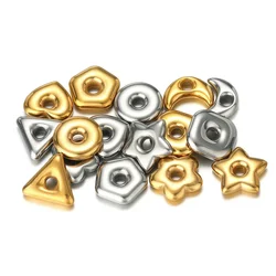 10pcs/lot Stainless Steel Gold Heart Moon Charm Big Hole Spacer Bead Charm for DIY Jewelry Making Earring Necklace Supplies Bulk