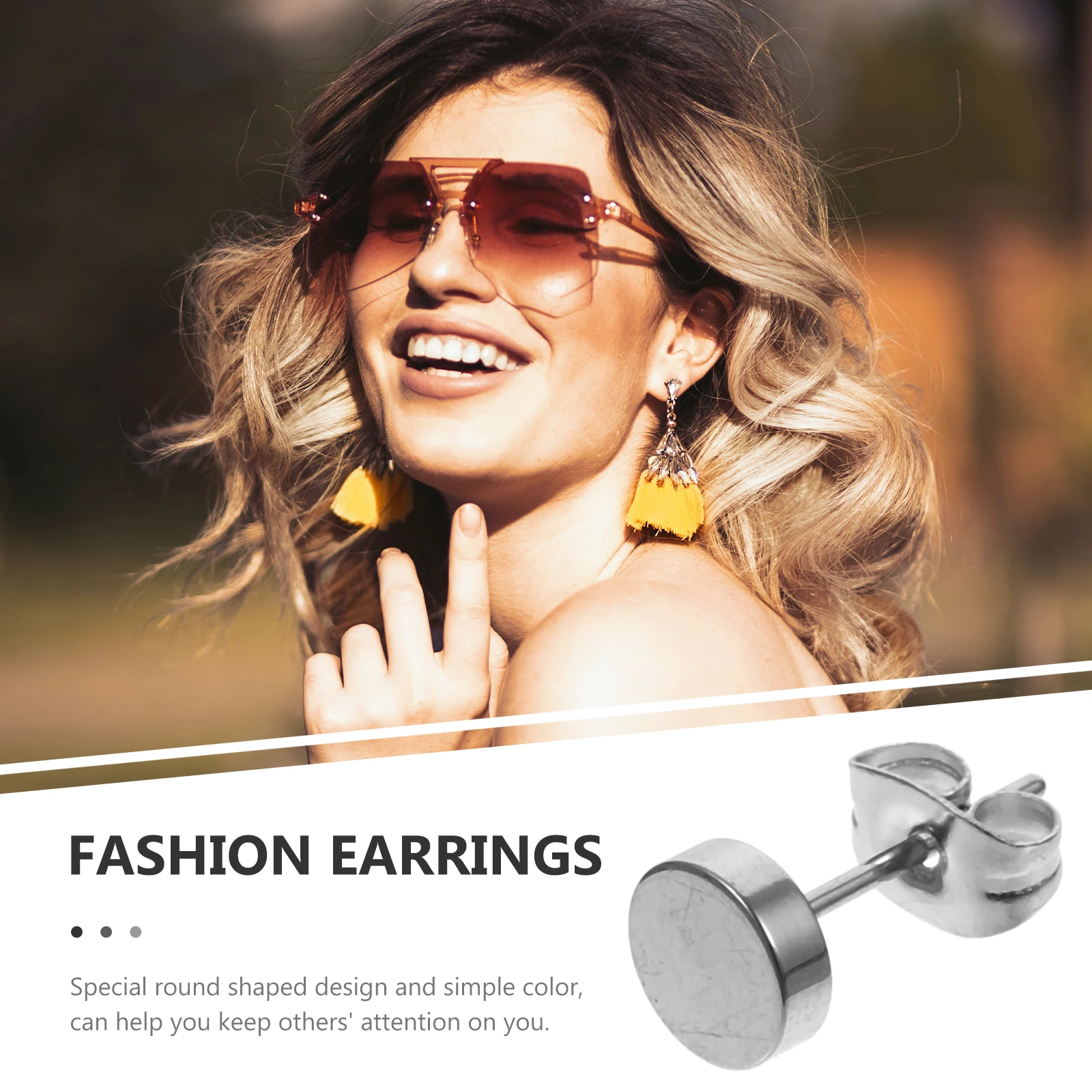 

20Pcs Titanium Steel Round Shaped Earrings Ear Studs Lightweight Durable Party Wedding Earrings for Women Men Unisex Jewelry