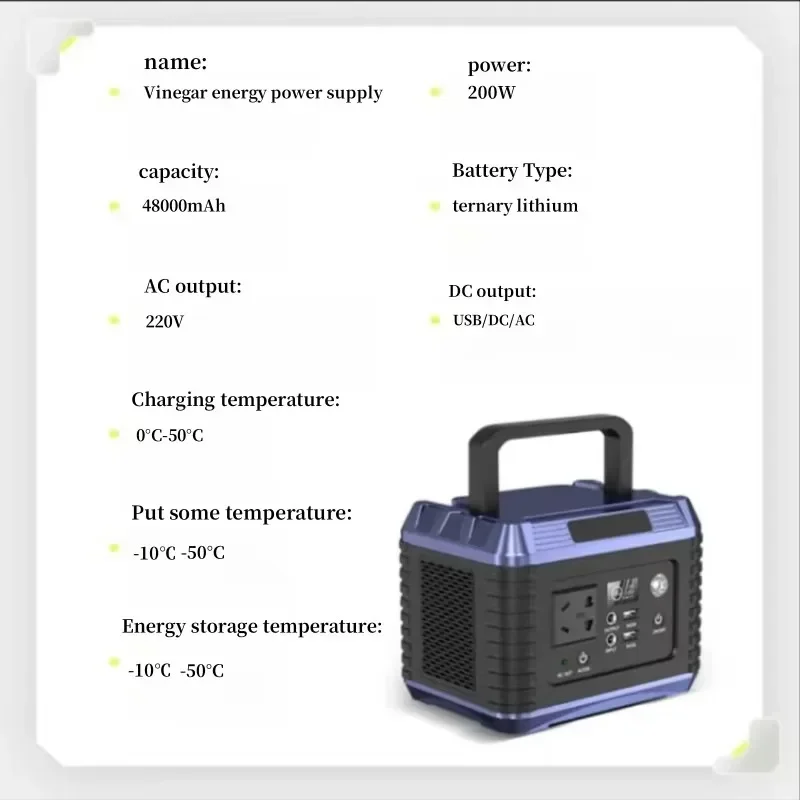 200W Portable Power Station 220V Power Banks 64000mAh Powerful External Spare Battery Generator Powerbank for Outdoor Camping