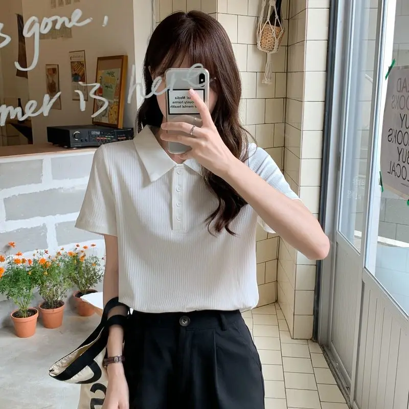 Short Sleeve T-shirts Women Breathable College Slim Casual Cozy Gentle Soft Chic Streetwear Popular Ulzzang Summer New Arrival