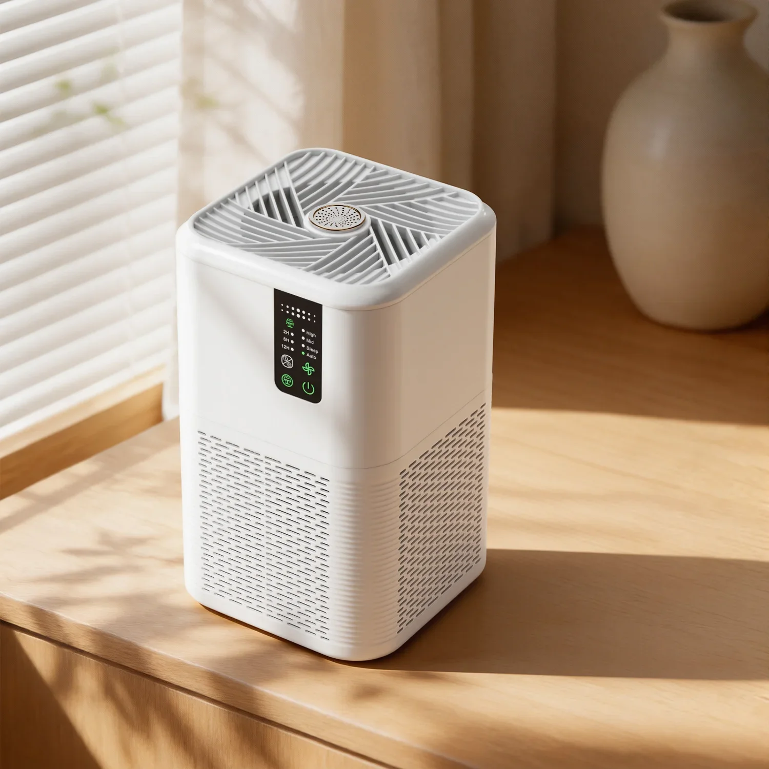 &Electric Plastic Negative Ion Evaporative Mist-Free Humidifier Air Purifier HEPA Carbon Filter Smart Sensors 2-in-1 Quiet Air