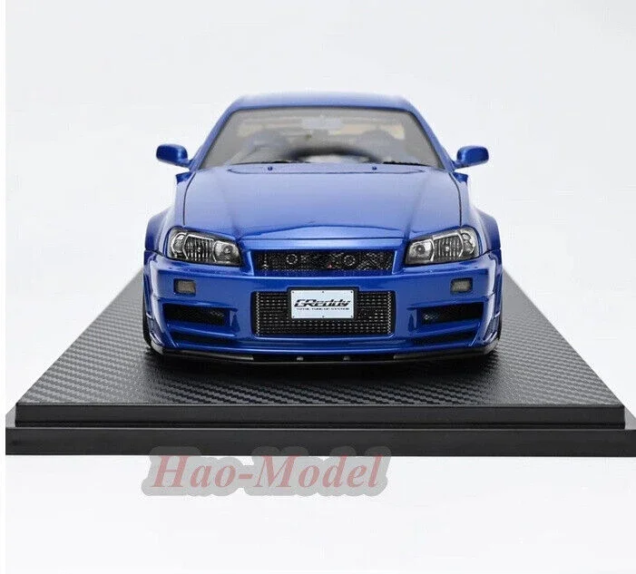 IG 1/18 For Nissan TRUST GReddy 34RX HKS BNR34 Resin Car Model Diecast Simulation Toys Birthday Gifts Hobby Display Collection