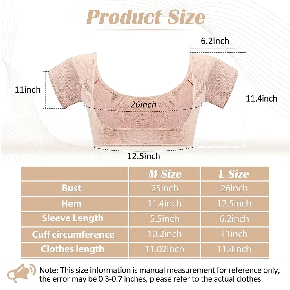 T-shirt Sweat Pads Underarm Sweat Vest Armpit Perspiration Guards Sweat Proof Shirt Washable Protector for Women Girls