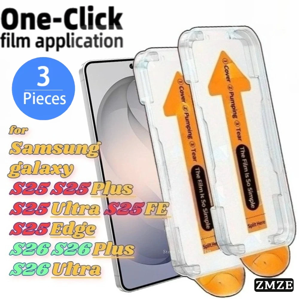 3 Pack One Click Tempered Glass Film For Samsung Galaxy S25 S26 Ultra S25 S26 Plus 9H Screen Protector For Samsung S25Edge S25FE