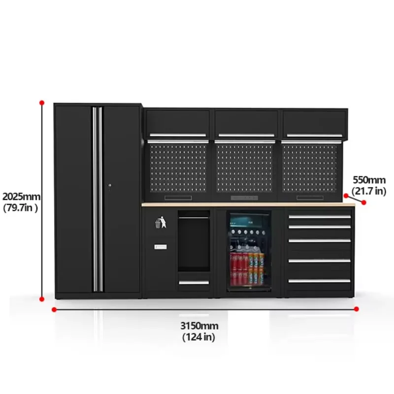 Heavy Duty Modular Metal Garage Cabinet System Storage Workshop Workbench Tool Cabinet Combo OEM European Style Adjustable