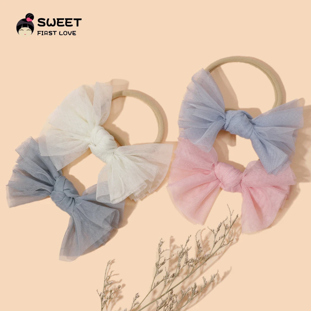 Lace Elastic Bow Hair Bands Headbands for Baby Girl Cute Children Bowknot Hairband Fashion Kids Headwear Baby Hair Accessories