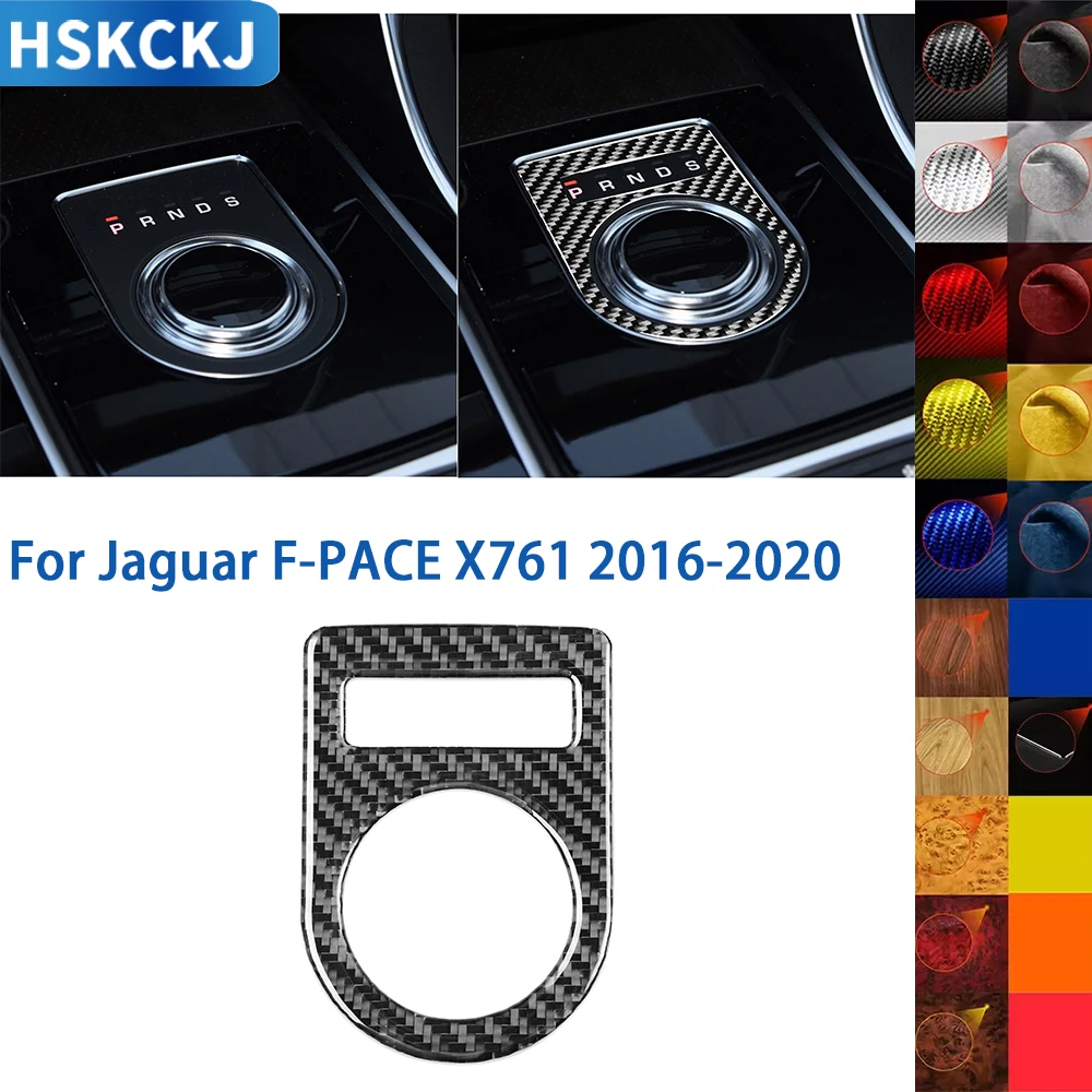 

For Jaguar F-PACE 2016 2017 2018 2019 2020 Accessories Carbon Gear Box Shift Shifter Suround Insert Button Trim Sticker