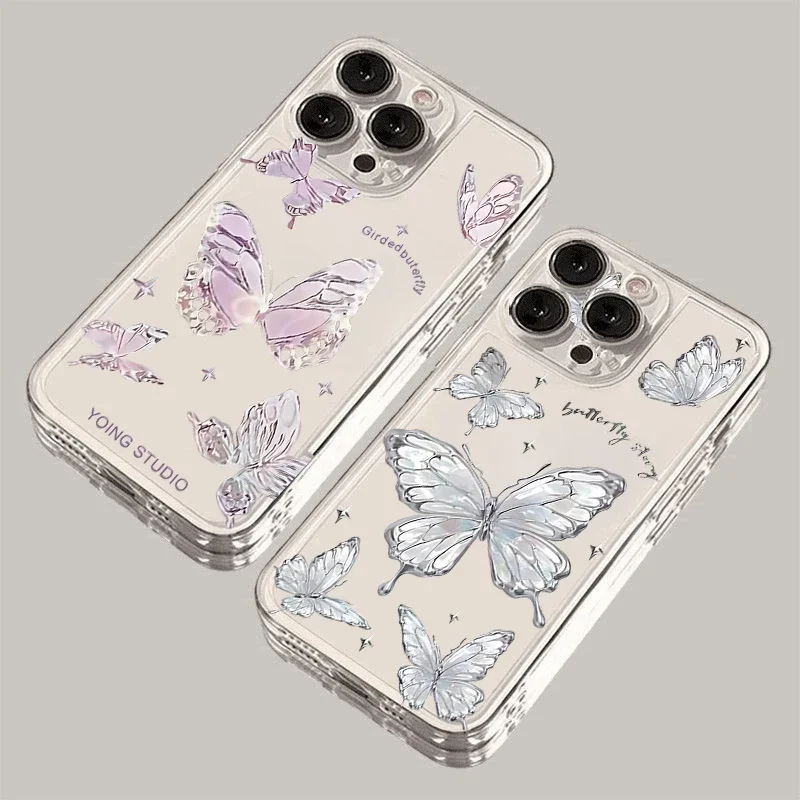 Fall Für Samsung Galaxy A56 A55 A54 A35 A36 A26 A16 A15 A14 A34 A53 S25 S24 S23 Ultra Plus S20 S21 S24 FE Koreanische Schmetterling Funda