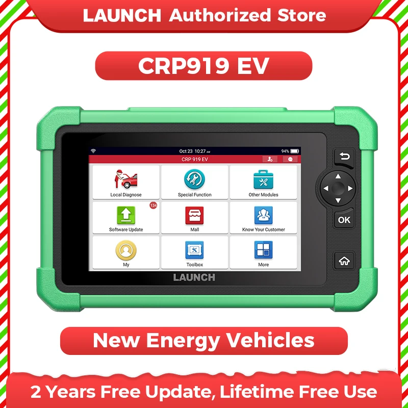 LAUNCH CRP919 EV New Energy Scanner Car Diagnostic Tool Electric Automotive San Auto Diagnosis CANFD DOIP 2 Years Free Update