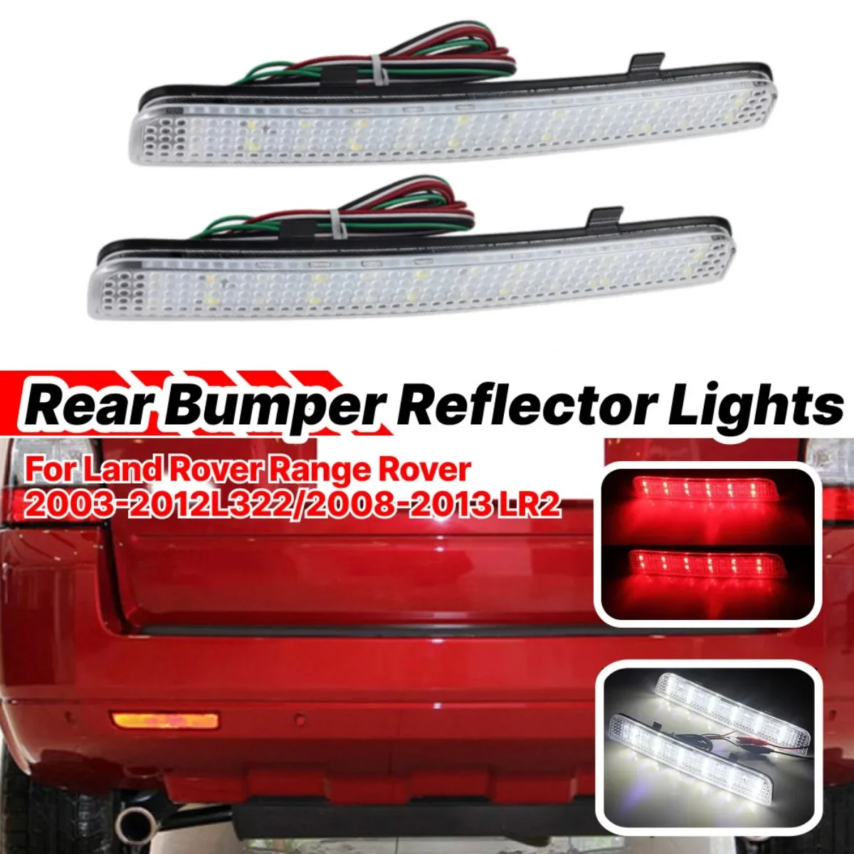 For Land Rover Range Rover L322 Freelander 2 / LR2 Clear Lens LED Rear Bumper Reflector Light w/ Brake Light/Parking Light