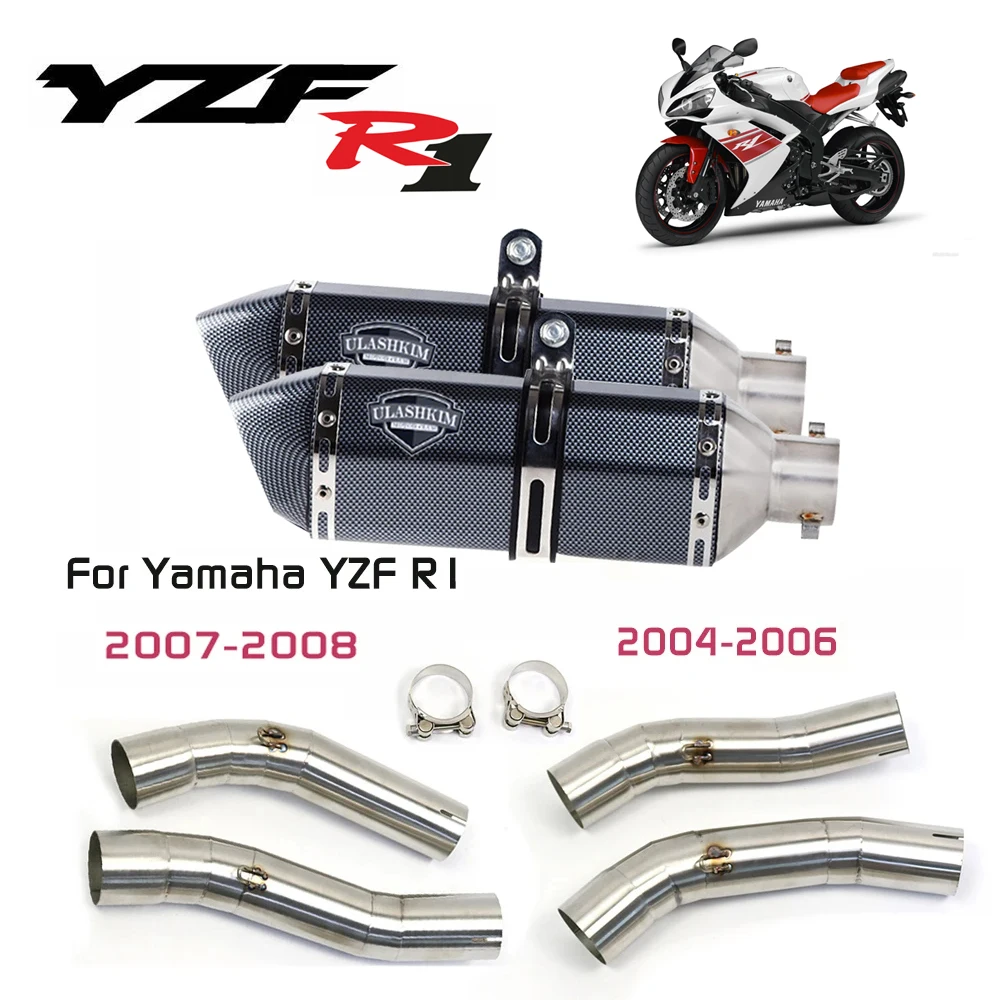 YZF-R1 Motorcycle Exhaust Contact Middle Pipe Slip On For Yamaha YZF R1 2004-2006 2007-2008 Exhaust Muffler Escape