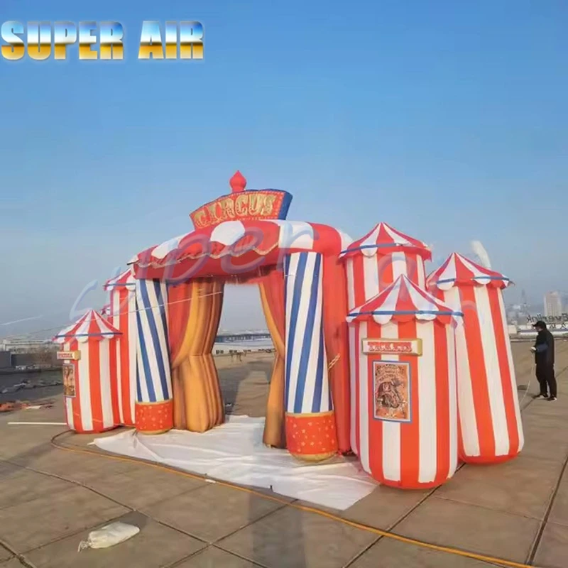 Hochwertiger roter aufblasbarer Zirkusbogen für Karnevalsveranstaltungen für kommerzielle Aktivitäten