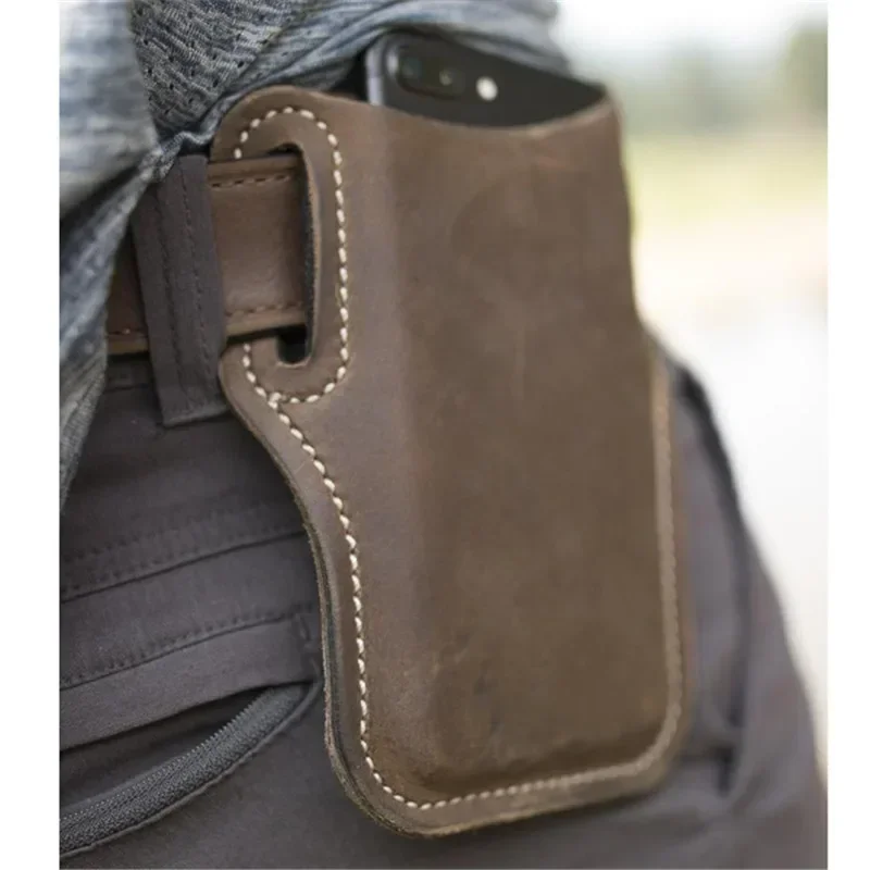 Waist Bag Props Leather Purse Phone Wallet Running Pouch Travel Camping Bags Men Phone Case Holster Cellphone Loop Holster Belt