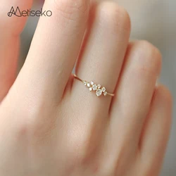 Metiseko Real 925 Sterling Silver Plated 14K Gold Ring Irregular Cubic Zirconia Sparkling Stars for Women Engagement Wedding