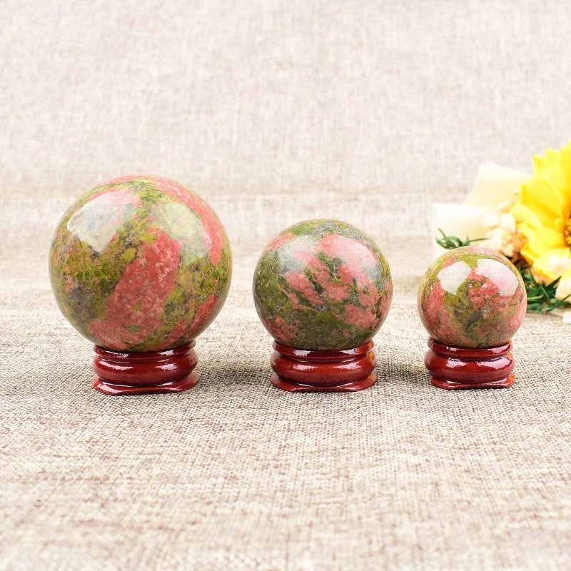 1pc Natural Crystal Unakite Stone Ball Tabletop Ornament Mineral Specimen Home Decoration Craft Festival Gift