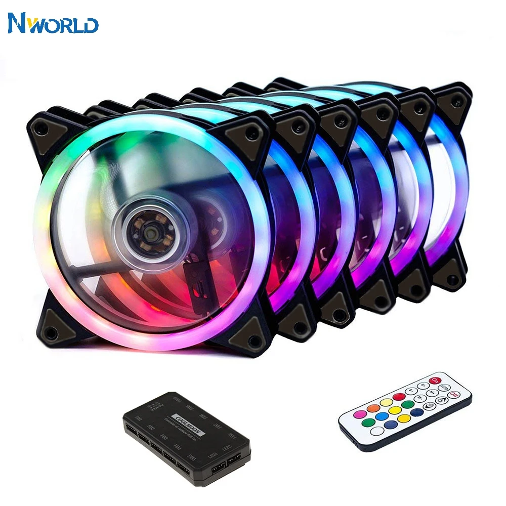 

CPU Cooler PC Cooling RGB Fan Case Cooling Fan Adjust LED 120mm Radiator Quiet + IR Remote Cooler RGB PC Accessories