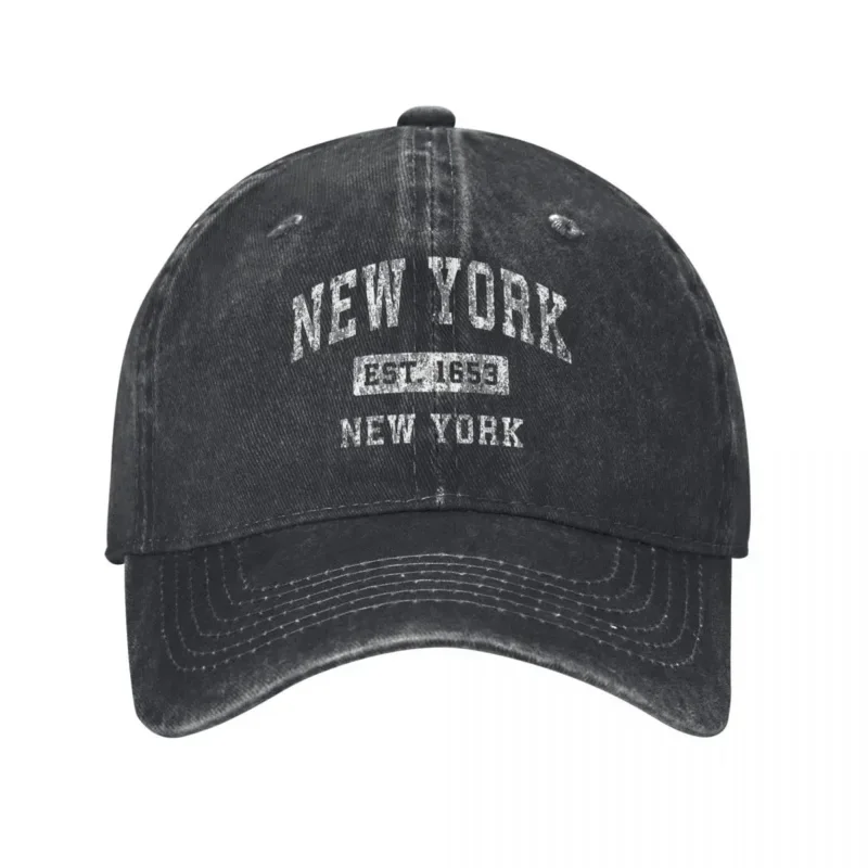 Vintage New York NY Vintage Baseball Cap Unisex Distressed Denim Sun Cap EST 1653 Outdoor Running Golf Adjustable Hats Cap