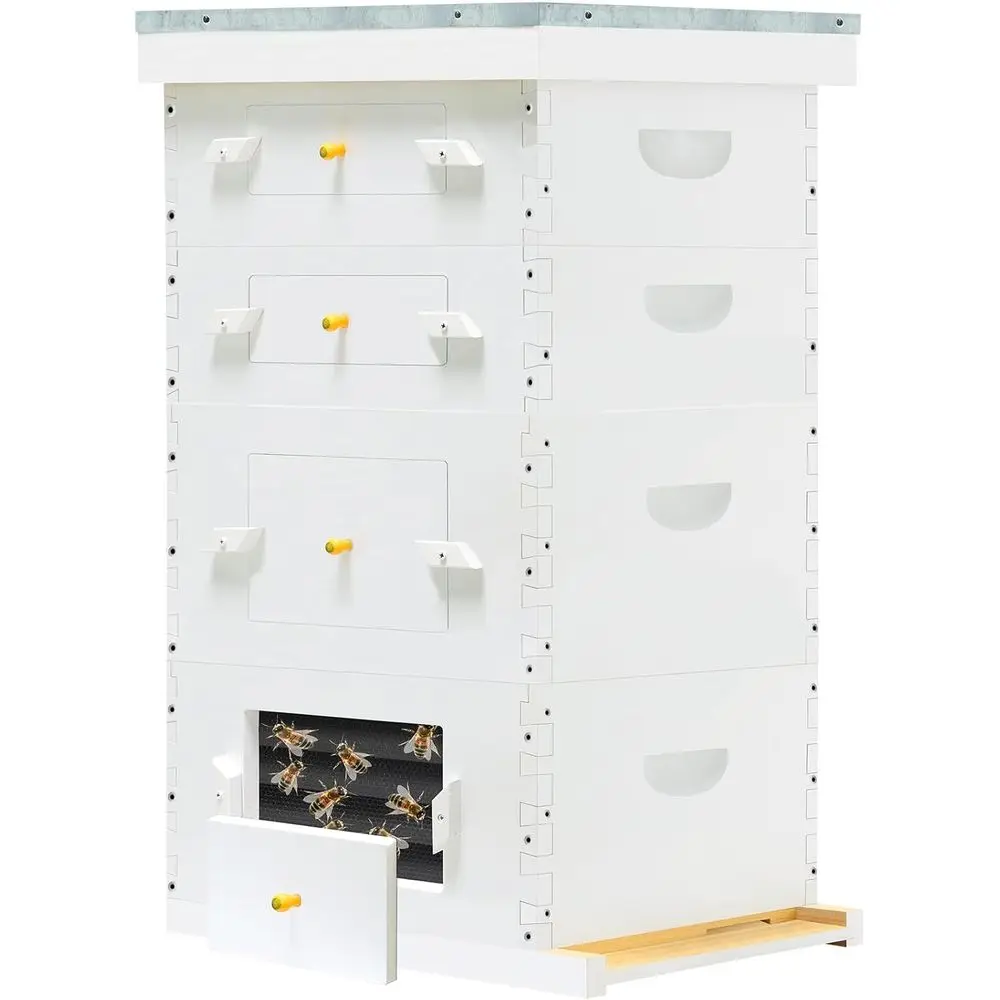 

4-Tier Langstroth Hive Kit: 20 Medium & 20 Deep Frames, Wax Foundations, 2 Deep & 2 Medium Supers