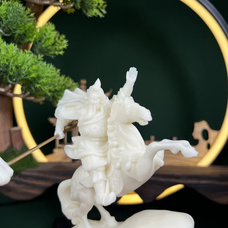 Ivory Nut Horse Riding Guan Gong God of War and Wealth Lord Guan the Second Decoration Home Ornament Guan Yu Guan Di Car Crafts