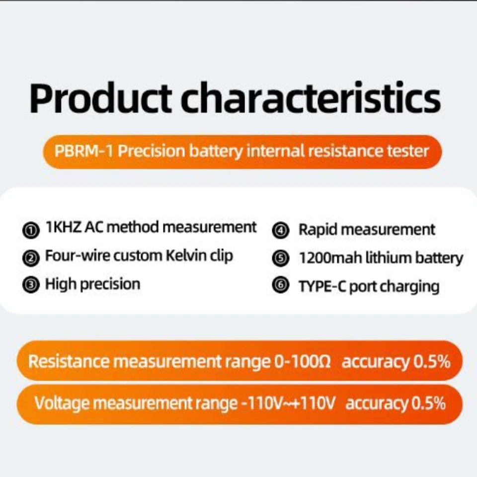 Voltage and Resistance Tester high-precision Lithium battery internal resistance meter LED display Rapid measurement Easy to use