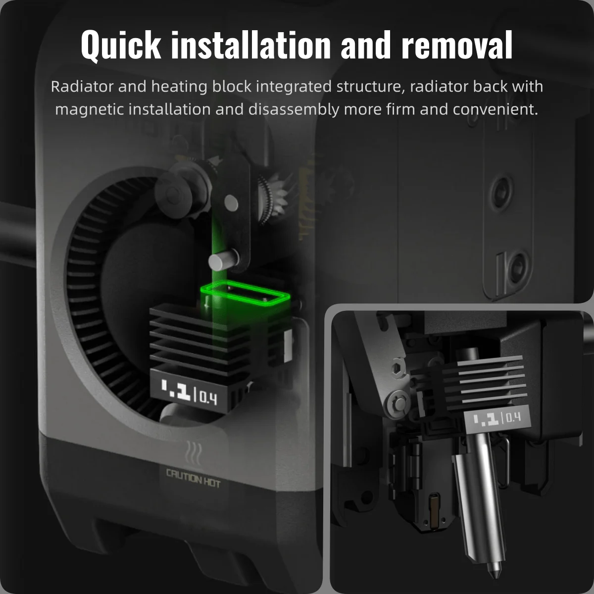 

Bambu Lab P2S H2C Upgraded Hotend Kit 0.4mm Hardened Steel Nozzle High Temp Resistant Print Head Replacement For Bambu Lab H2D