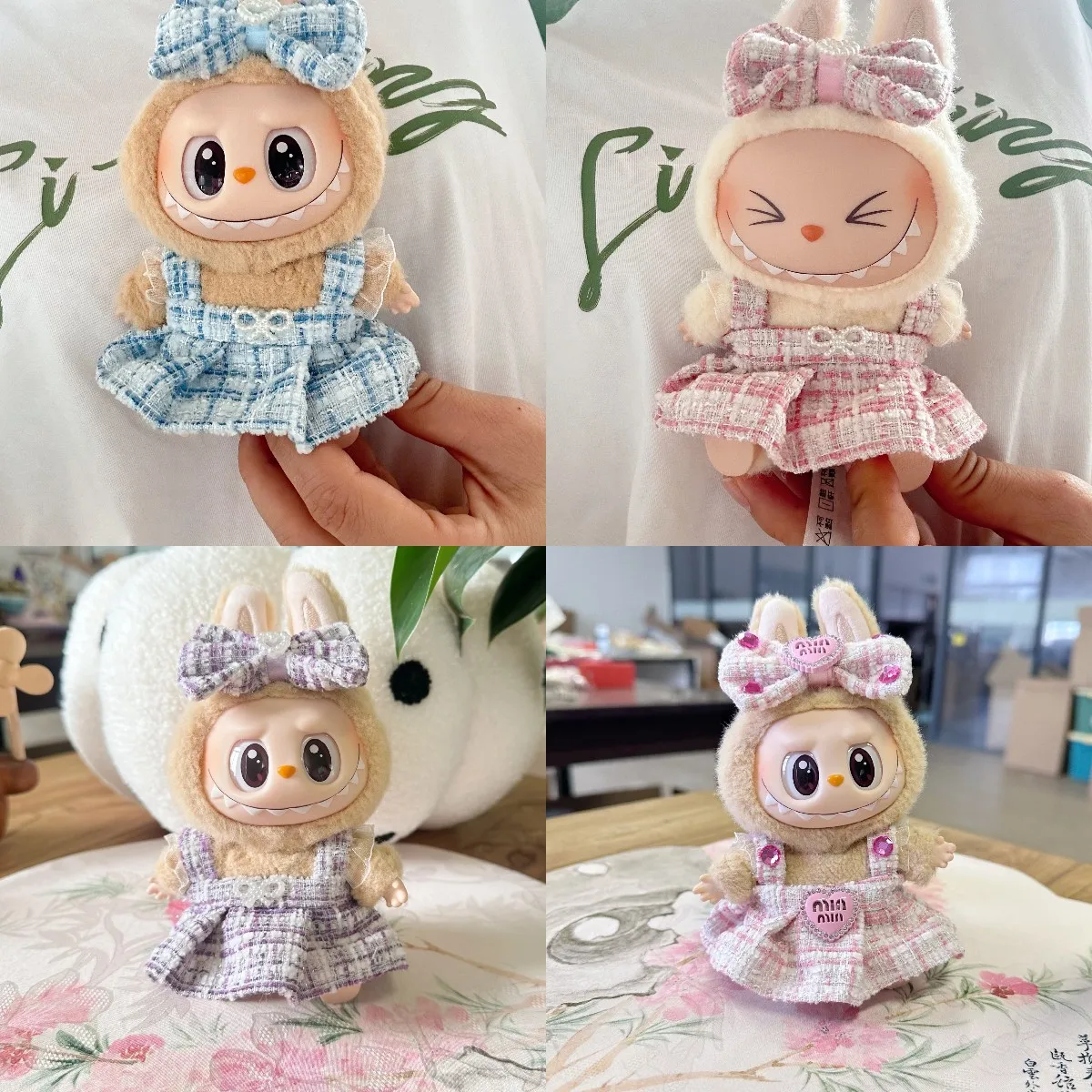 

17cm Labubu I II Idol Dolls Cute Mini Plush Doll'S Clothes Pink Skirt Korea Kpop Exo Idol Dolls DIY Accessories Gifts New Style