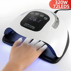 320W SUN X19 MAX Nail Dryer Machine 72 LEDS UV LED Lamp for Nails Gel Polish Curing Manicure Lamp With Large LCD Touch Screen