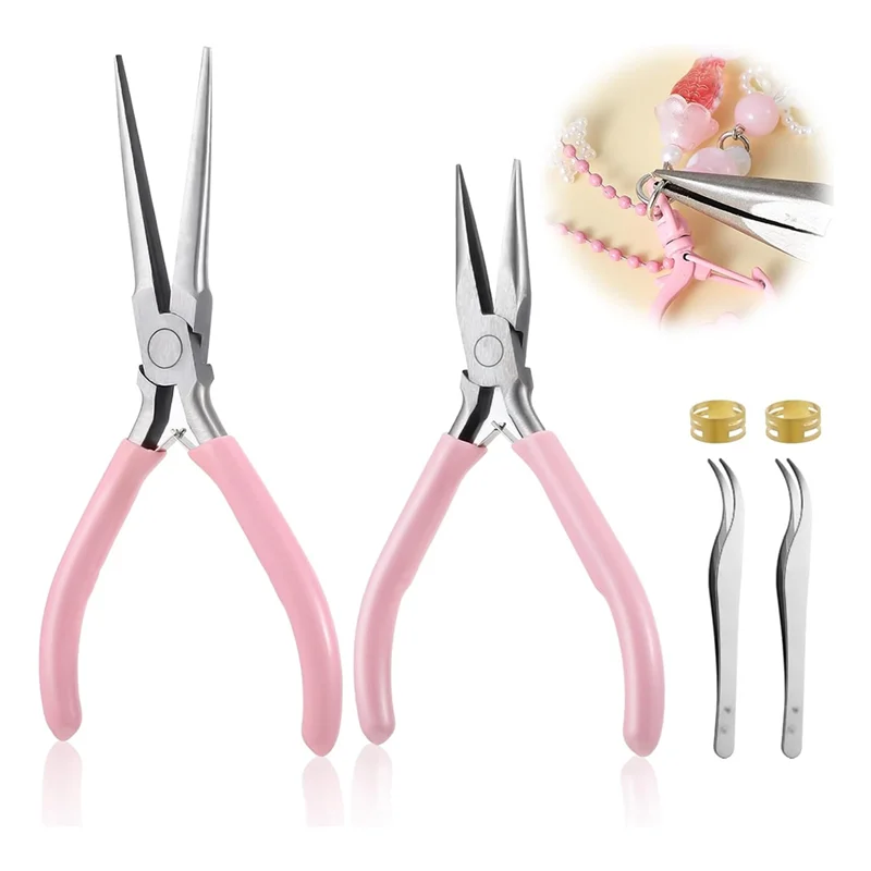 Set di pinze per la creazione di gioielli, pinze a becchi ad ago/pinze a becchi tondi/pinzette, pinze a becchi a catena pinze artigianali per piegare il filo