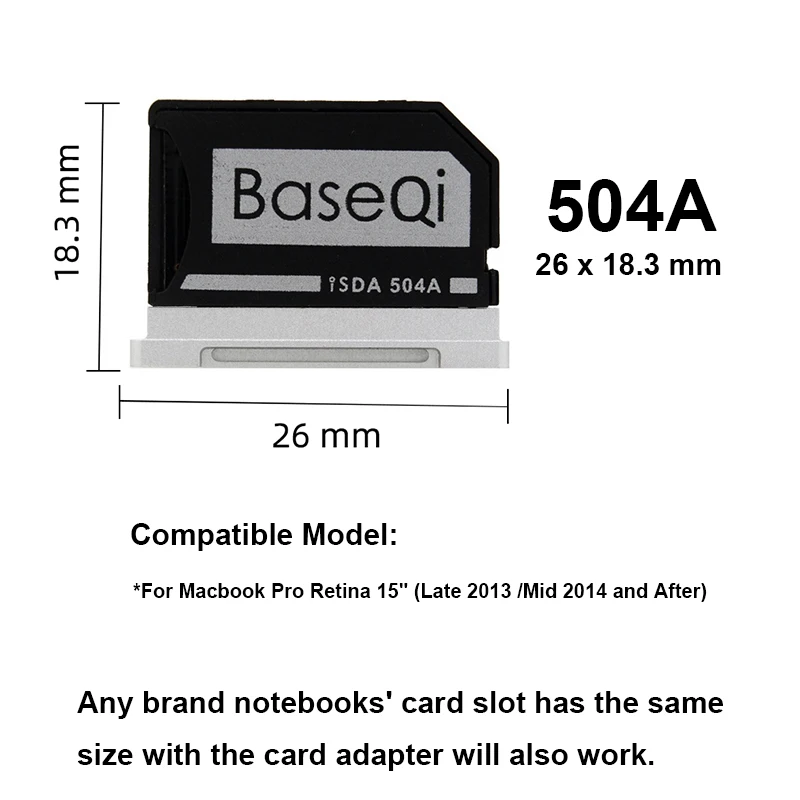 BaseQi para MacBook Pro Retina de 15 pulgadas Año de finales de 2013 2014 2015 Adaptador de tarjeta Microsd Aluminio Mac Pro Retina15 '' Mini Drive