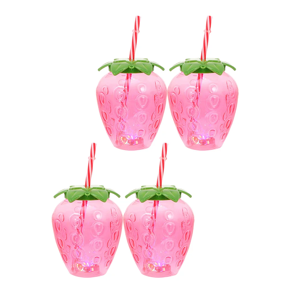 

4 Sets Strawberry Cup Drinking Bottle Cups Plastic Party Juice Pp Material Child