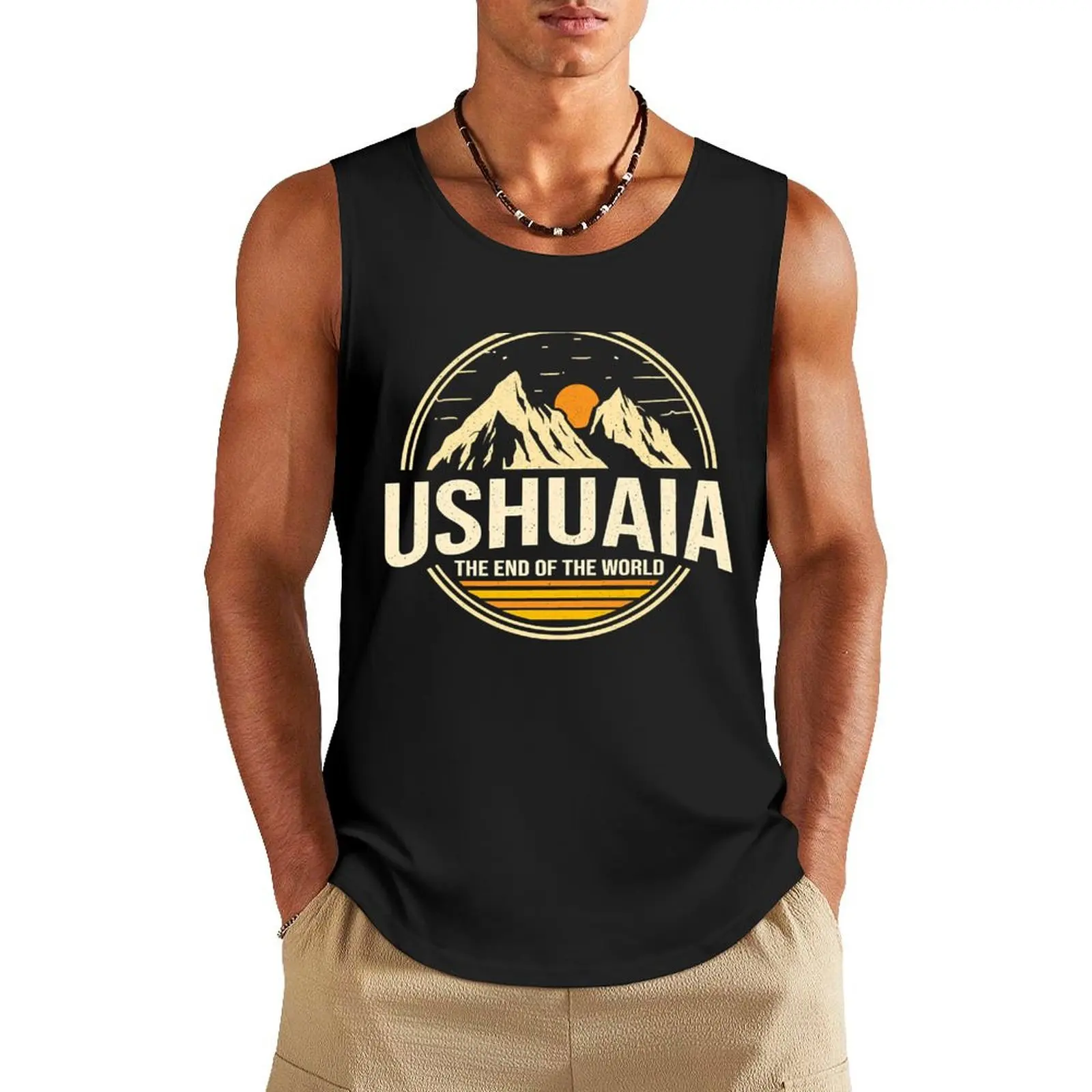 Vintage Ushuaia - Argentina Souvenir - Funny gift Tank Top Men's cotton t-shirt Men's sleeveless t-shirts for Men's gym