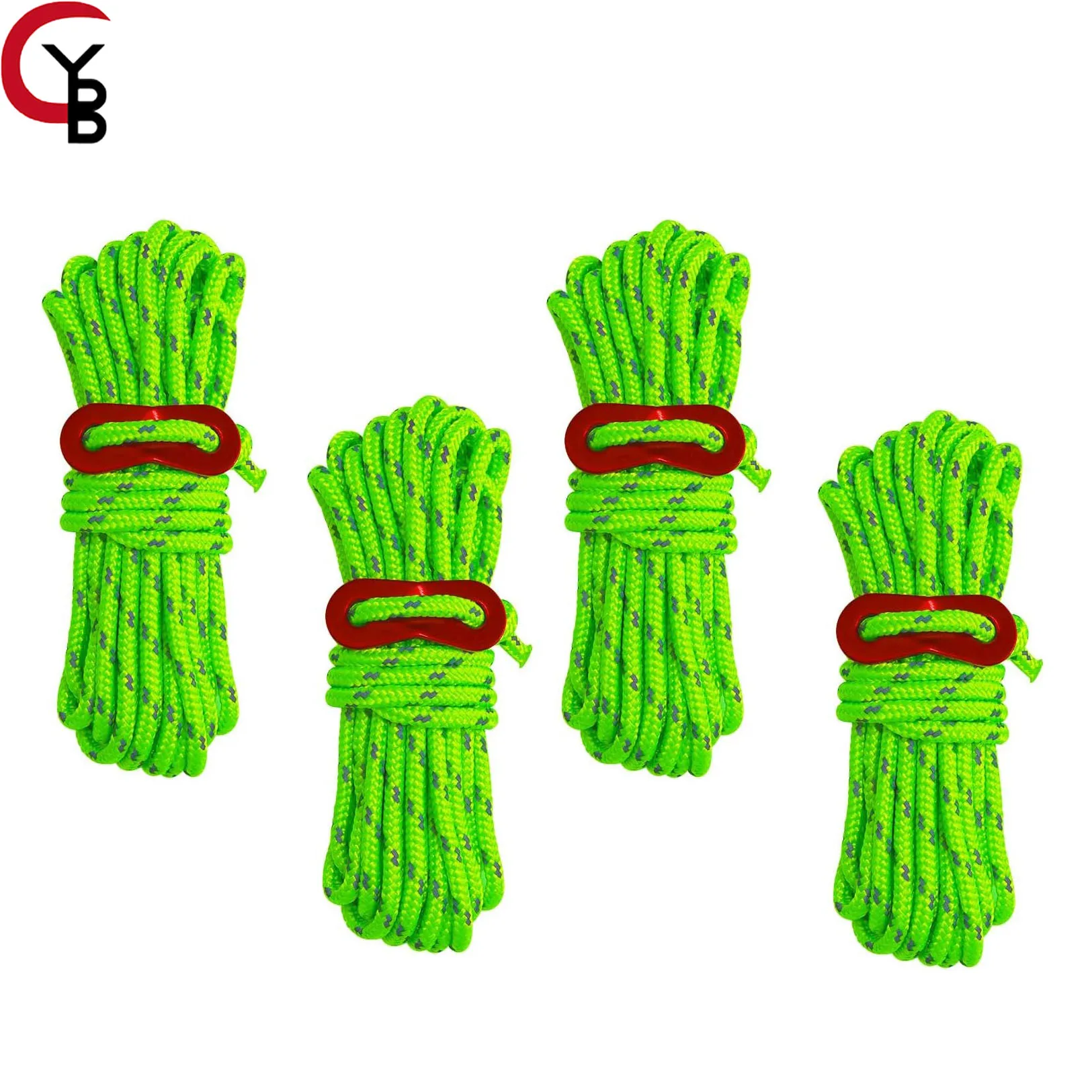 Image of 4er-Pack 4 mm Outdoor-Zeltkabel, leichtes Campingseil, Abspannleinen aus Aluminium, verstellbar für Zeltplane, Überdachung