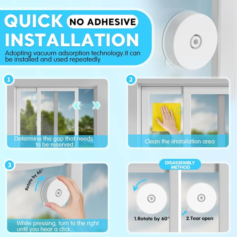 슬라이딩 도어 잠금 장치 어린이 안전, 반복 가능한 설치, 유리 및 진공 Adso