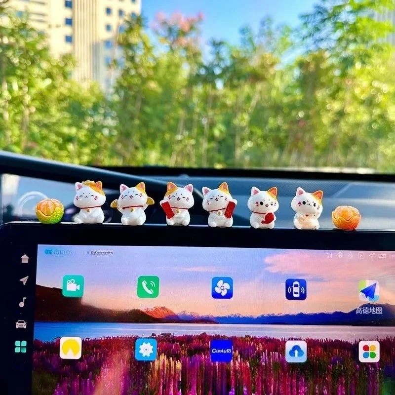 

Набор из 6 миниатюрных фигурок милых кошек-оберегов для микроландшафта, декоративные украшения для дома, автомобиля и комнаты