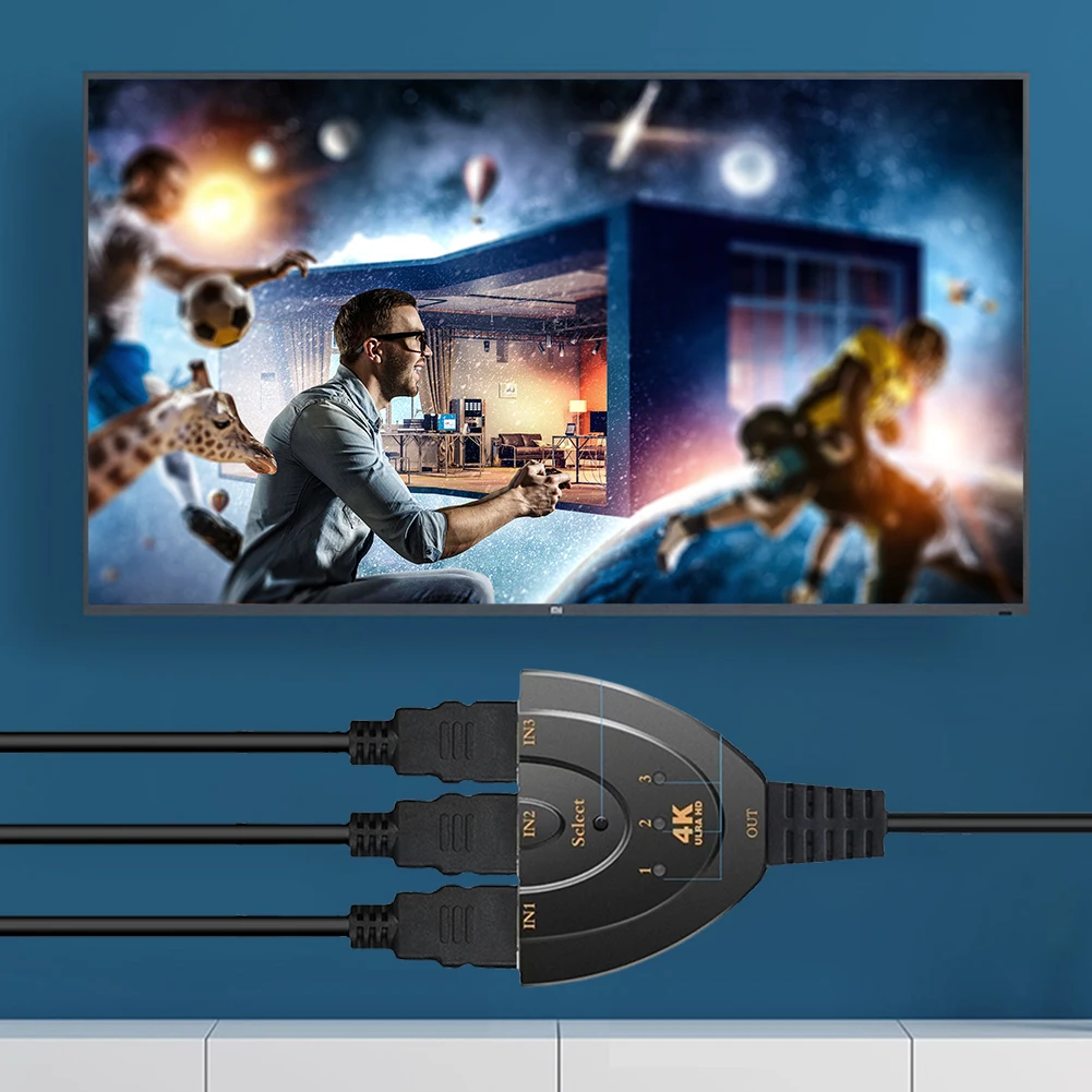

HDMI-совместимый коммутатор 4K/1080P, 3 входа, 1 выход, HDMI-совместимый хаб, многопортовый HDMI-совместимый адаптер для Fire Stick, HDTV, PS3/4, Xbox 360