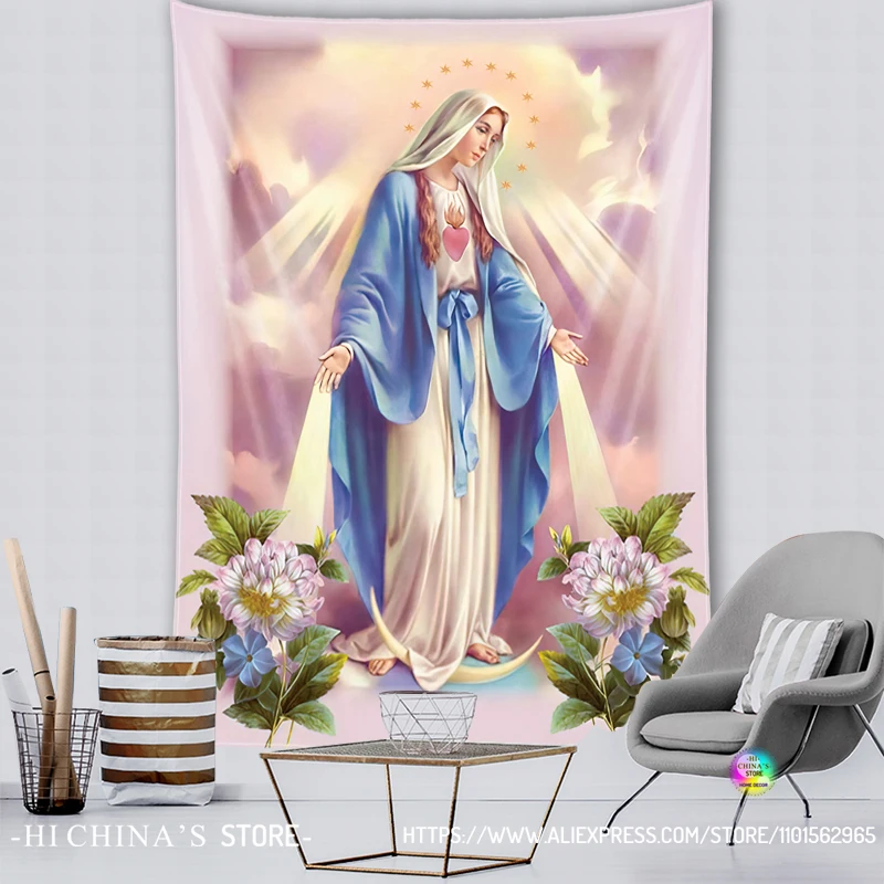 Virgin Mary Christ Jesus Home Decorative Angel Aesthetic Accessory Wall Hanging Christian Church Mural Decoration Room Decor Art