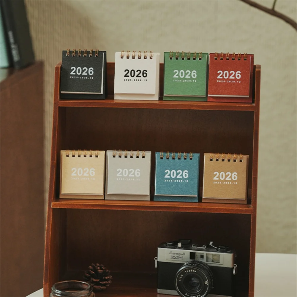 2026 Nuovo mini calendario semplice Calendario a spirale creativo Piccolo calendario da tavolo Planner Decorazione desktop Cancelleria per ufficio
